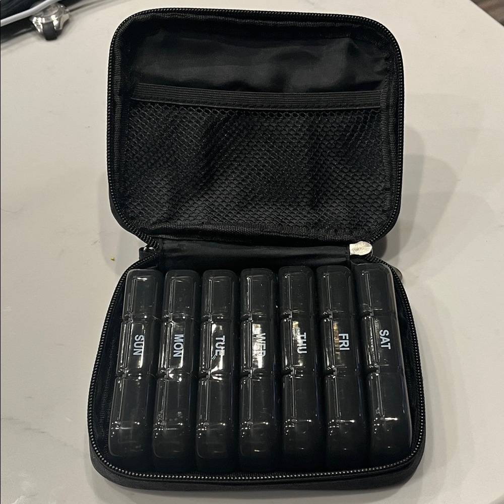 Black Weekly Pill Organizer Case